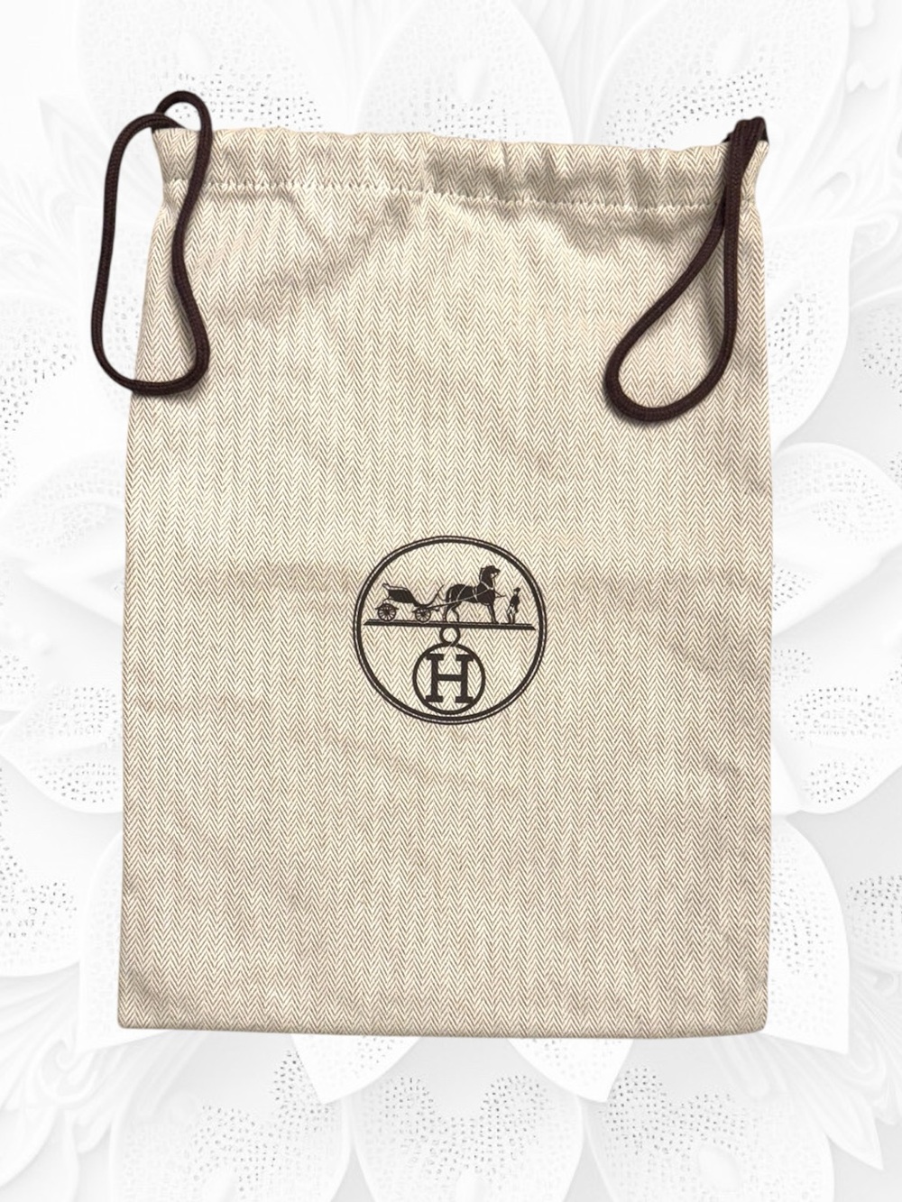Hermes Herringbone Dust Bag  9x12.5”